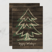 Rustige Barnwood Pine Tree-feestdagen kaart (Voorkant / Achterkant)