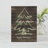 Rustige Barnwood Pine Tree-feestdagen kaart (Staand voorkant)