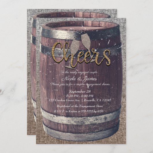 Rustige Barrel & Burlap Cheers Pub Engagement Part Kaart (Voorkant / Achterkant)