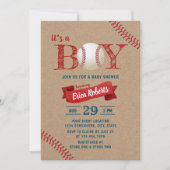 Rustige Baseball Boy Sports Theme Kraft Baby showe Kaart (Voorkant)