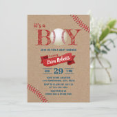 Rustige Baseball Boy Sports Theme Kraft Baby showe Kaart (Staand voorkant)