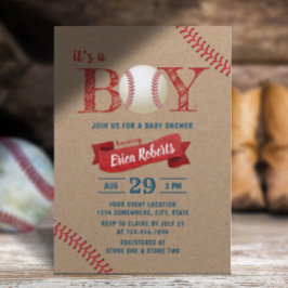 Rustige Baseball Boy Sports Theme Kraft Baby showe Kaart