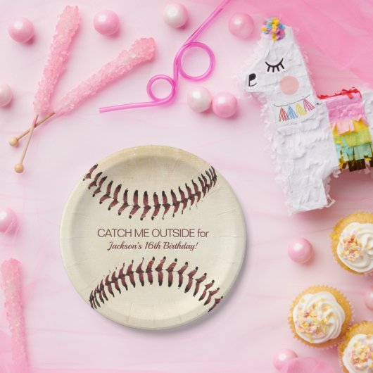 Rustige Baseball Strings Party Papieren Bordje (Feest)