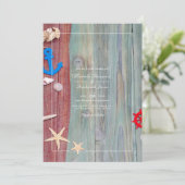 Rustige Beach Nautical QR Code RSVP Weddenschap Kaart (Staand voorkant)