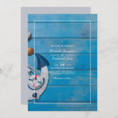 Rustige Beach QR-code RSVP Nautical Wedding Kaart (Voorkant / Achterkant)