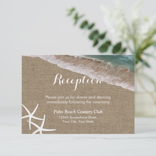 Rustige Beach Starfish Weddenschap Informatiekaartje (Staand voorkant)