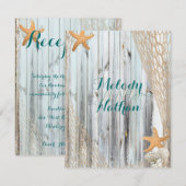Rustige Beach Starfish Wedding Reception Insert Kaart (Voorkant / Achterkant)