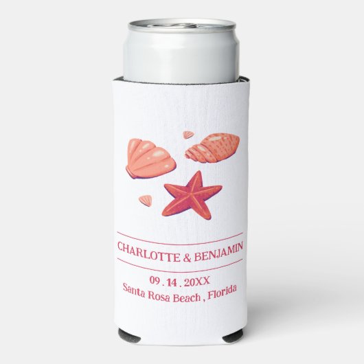 Rustige Beach Wedding Party Seltzer Blikjeskoeler (Seltzer Achterkant)