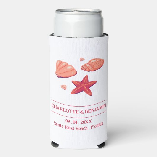 Rustige Beach Wedding Party Seltzer Blikjeskoeler (Seltzer Voorkant)