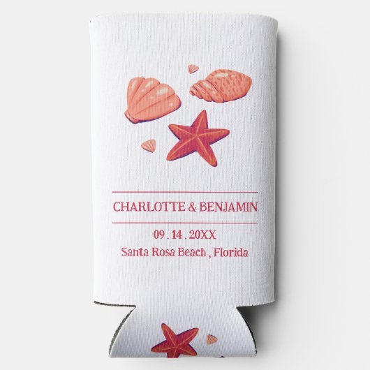 Rustige Beach Wedding Party Seltzer Blikjeskoeler (Achterkant)