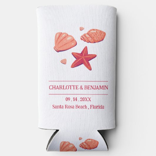 Rustige Beach Wedding Party Seltzer Blikjeskoeler (Voorkant)