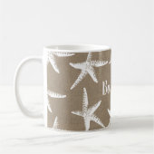 Rustige Beach White Starfish & Faux Burlap Koffiemok (Links)