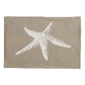 Rustige Beach White Starfish & Faux Burlap Kussensloop (Achterkant-Links)