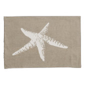 Rustige Beach White Starfish & Faux Burlap Kussensloop (Voorkant-Rechts)