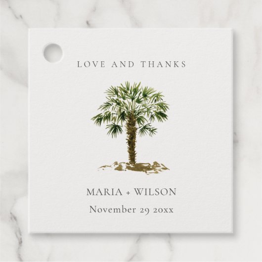 Rustige Bedankt voor tropische strandpalmen Bedankjes Labels (Voorkant)