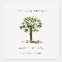 Rustige Bedankt voor tropische strandpalmen Vierkante Sticker