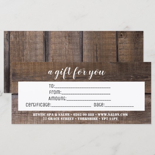 Rustige bedrijfskeuzecadeaubon (Voorkant / Achterkant)