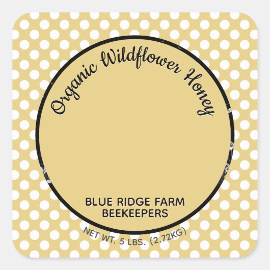 Rustige beehive Gold Polka Dot Honey Jar Stickers (Voorkant)