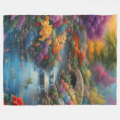 "Rustige beek en stenen brug" Fleece Deken (Voorkant (Horizontaal))