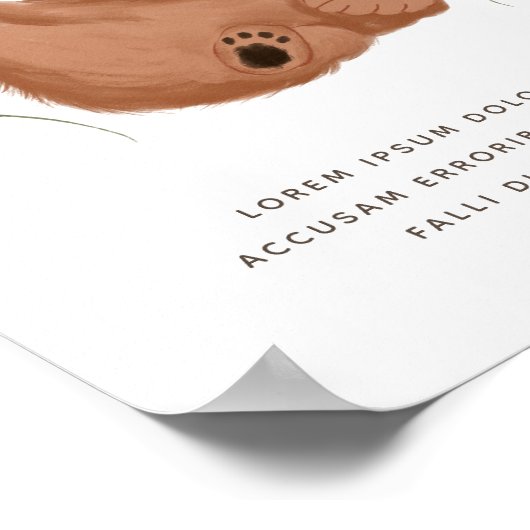 Rustige Beer Baby shower Aangepast teken Poster (Hoek)