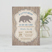 Rustige Beer Baby shower Invitation Boy Kaart (Staand voorkant)