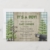 Rustige Beer Baby shower Invitation Boy Kaart (Voorkant)