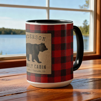 Rustige Beer familie Cabin Red Buffalo Grote schaa Mok