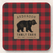 Rustige Beer Familie Cabin Red Buffalo Play Burlap Bier Onderzetter (Voorkant)