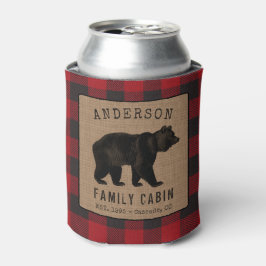 Rustige Beer Familie Cabin Red Buffalo Play Burlap Blikjeskoeler