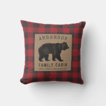 Rustige Beer Familie Cabin Red Buffalo Play Burlap