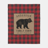 Rustige Beer Familie Cabin Red Buffalo Play Burlap Fleece Deken (Voorkant)