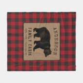 Rustige Beer Familie Cabin Red Buffalo Play Burlap Fleece Deken (Voorkant (Horizontaal))