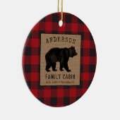 Rustige Beer Familie Cabin Red Buffalo Play Burlap Keramisch Ornament (Rechts)