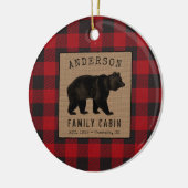 Rustige Beer Familie Cabin Red Buffalo Play Burlap Keramisch Ornament (Links)