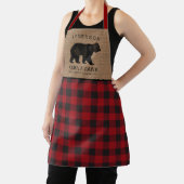 Rustige Beer Familie Cabin Red Buffalo Play Burlap Schort (Insitu)