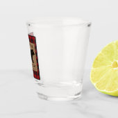Rustige Beer Familie Cabin Red Buffalo Play Burlap Shot Glas (Rechts)