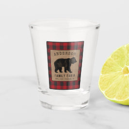 Rustige Beer Familie Cabin Red Buffalo Play Burlap Shot Glas