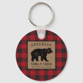 Rustige Beer Familie Cabin Red Buffalo Pset Round Sleutelhanger