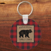Rustige Beer Familie Cabin Red Buffalo Pset Round Sleutelhanger (Voorkant)