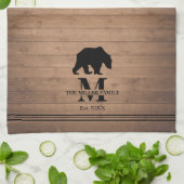 Rustige beer gepersonaliseerde familie theedoek (Gevouwen)