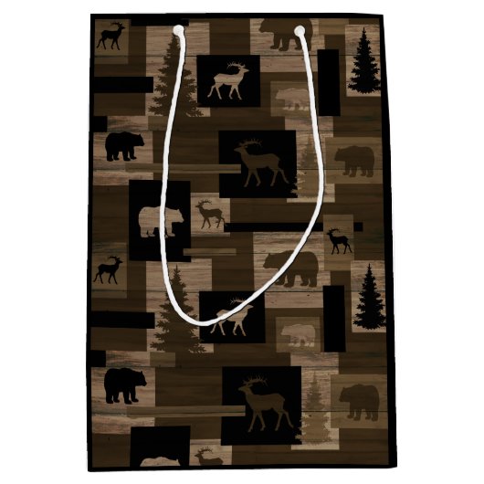 Rustige beer Goudpatroontas Medium Cadeauzakje (Voorkant)