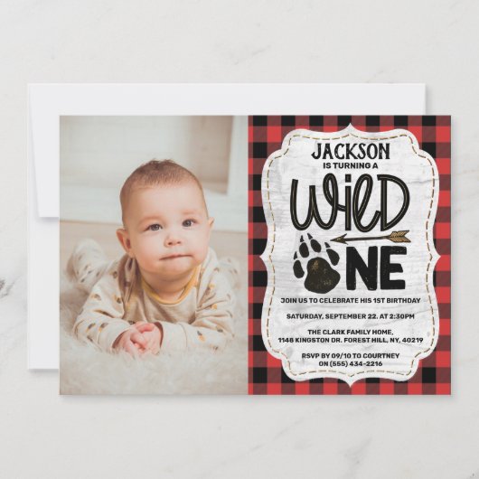 Rustige Beer met bosbedekking Paw Boys 1e verjaard Kaart (Voorkant)