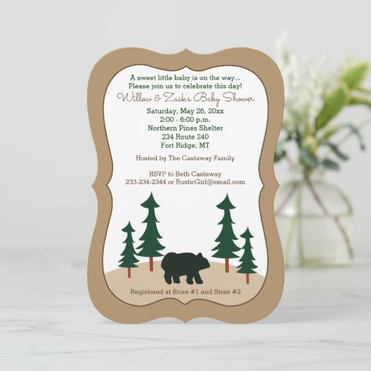 Rustige Beer Pine Tree Die Cut Kaart (Staand voorkant)