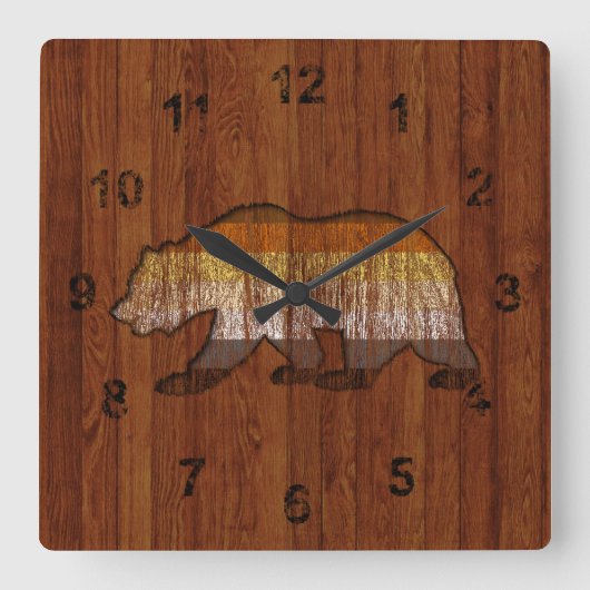 Rustige Beer — pridekleuren Vierkante Klok (Voorkant)