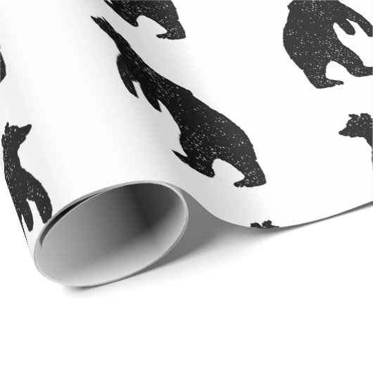 Rustige Beer Silhouettes CUSTOM BG COLOR Cadeaupapier (Rol Hoek)