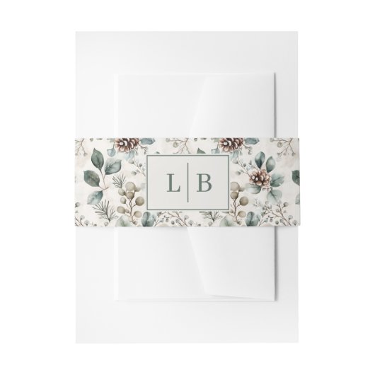Rustige Beige Botanische Denneappel Uitnodigingen Wikkel (Voorkant Voorbeeld)