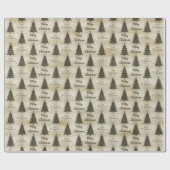 Rustige Beige Groene Kerstbomen Naam Cadeaupapier (Vlak)