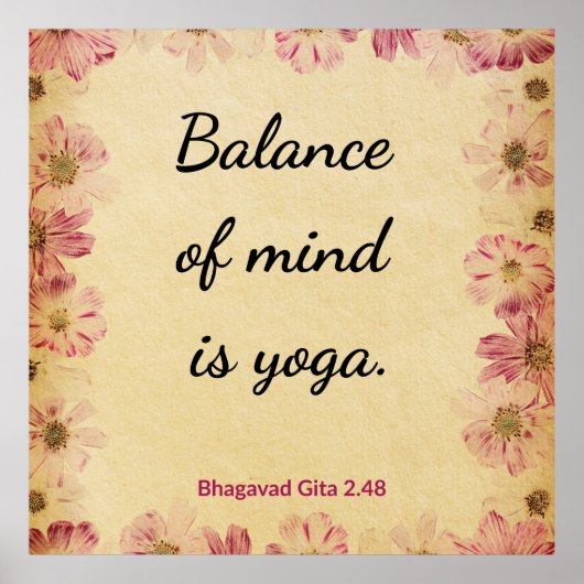 Rustige Beige Roze Gita Balans Yoga Bloemendruk Poster (Voorkant)