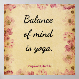 Rustige Beige Roze Gita Balans Yoga Bloemendruk Poster