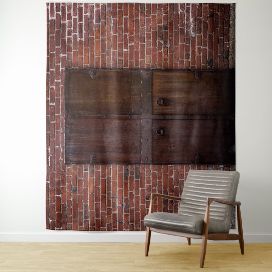 Rustige belichte achtergrond rode stenen houten de wandkleed (In situ)